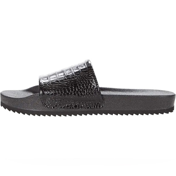 NWOT FRĒDA SALVADOR Lea Sport Slide in Black Embossed Croc - Picture 4 of 6